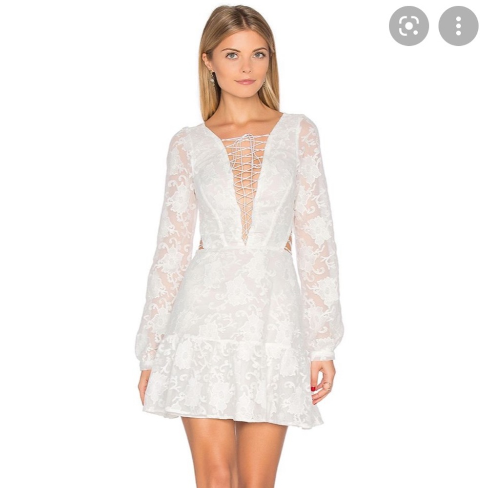 For love and lemons jolene white lace up dress